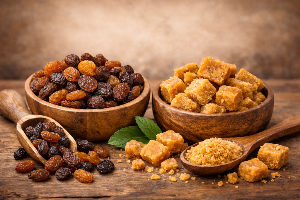 Health Benefits of Raisins and Jaggery